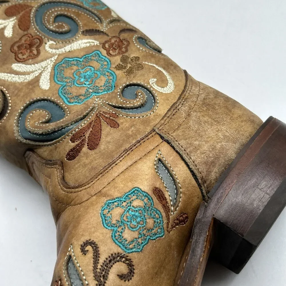 Corral Boots Womens 6.5 M Horse‎ Inlay Embroidered Cowboy Western
